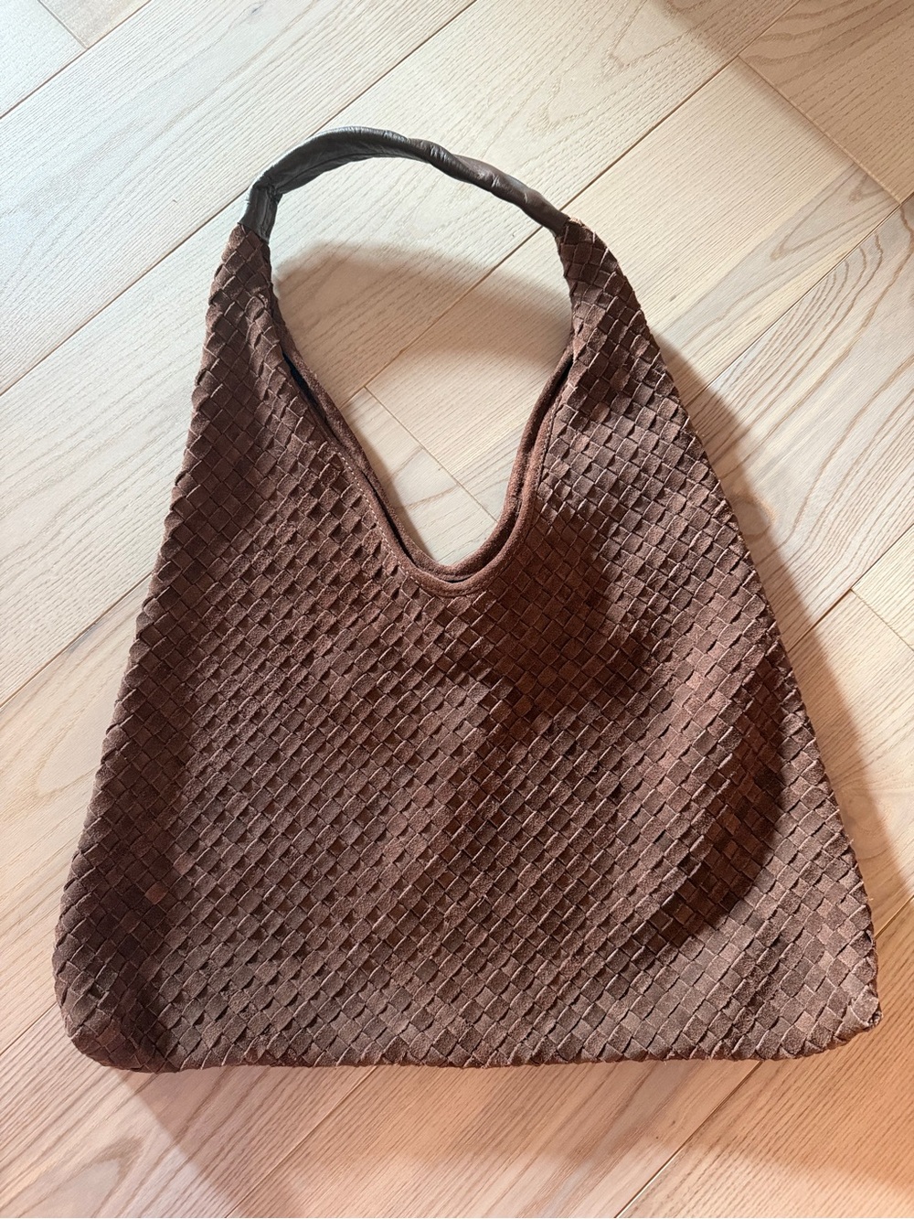 BROWN WOVEN LEATHER BAG MADE IN INDIA TJX NWOT VIRAL TIKTOK - Picture 3 of 9